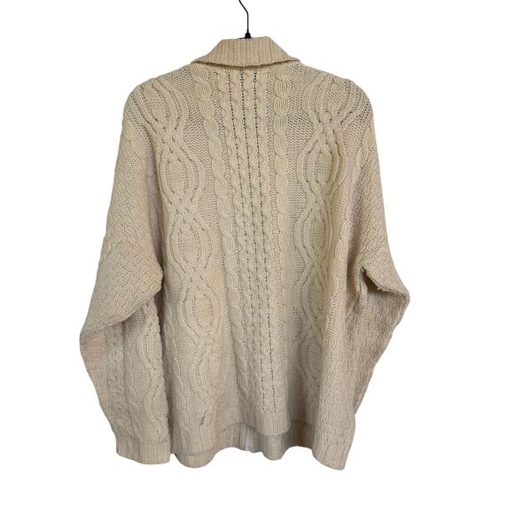 Aran Crafts Cream Cableknit Chunky Sweater Wool Ireland Full Zip Oversized XXL - Picture 3 of 9